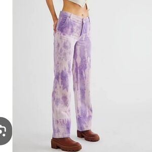 "We The Free" Sz. 25 Waist Purple Tie-Dye Flare Corduroy Pants. Button-Fly....